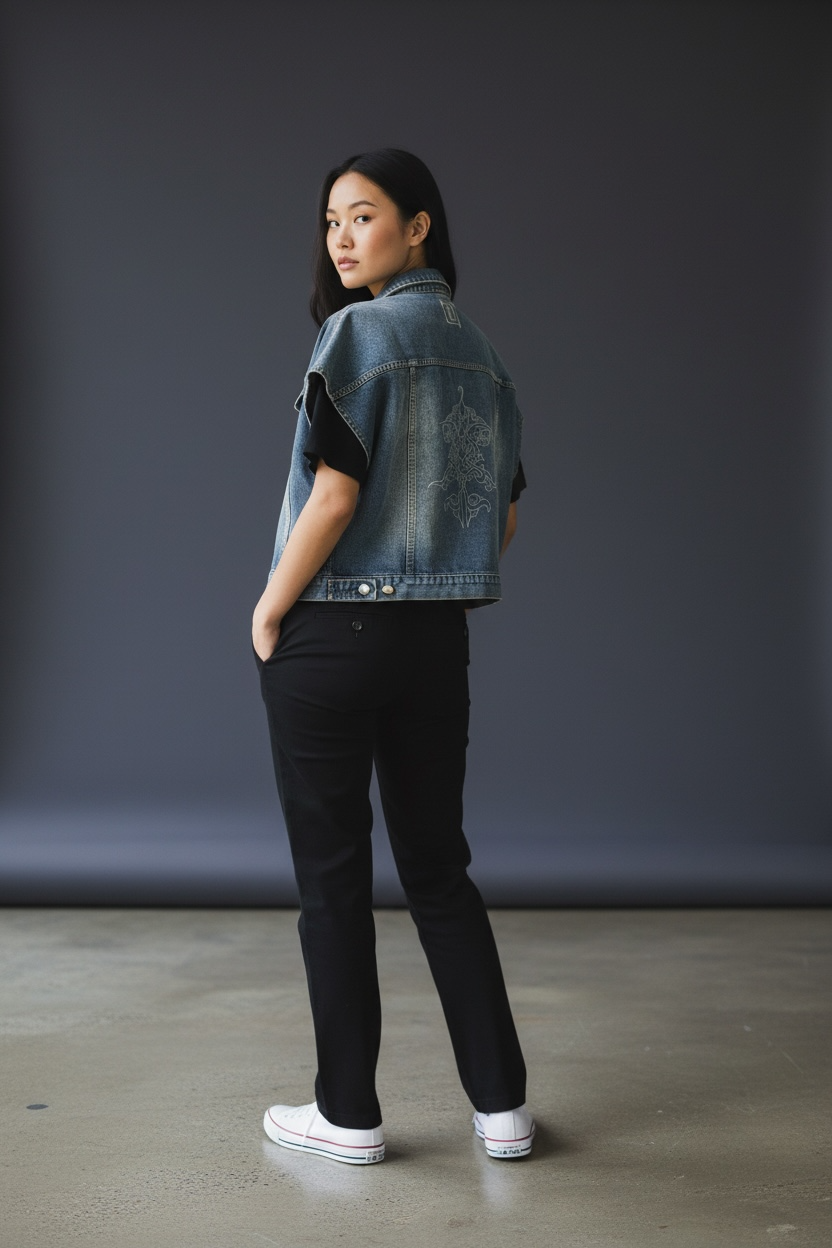 Sleeveless Loose Denim Jacket