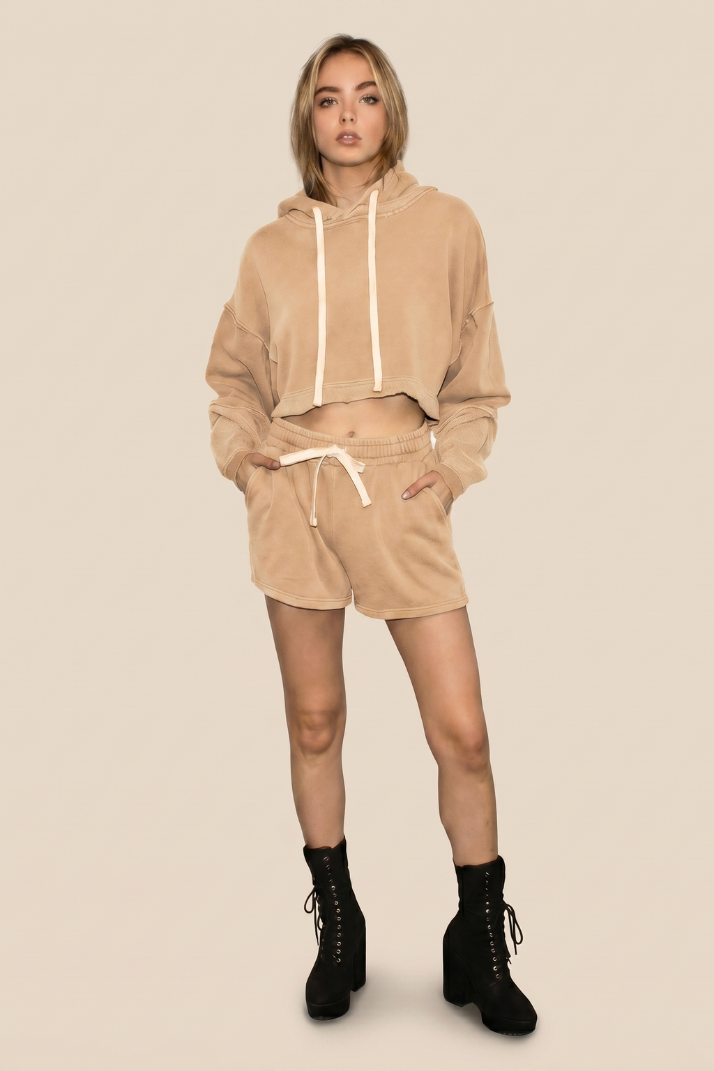 The Bonnie Cropped Hoodie - Bone