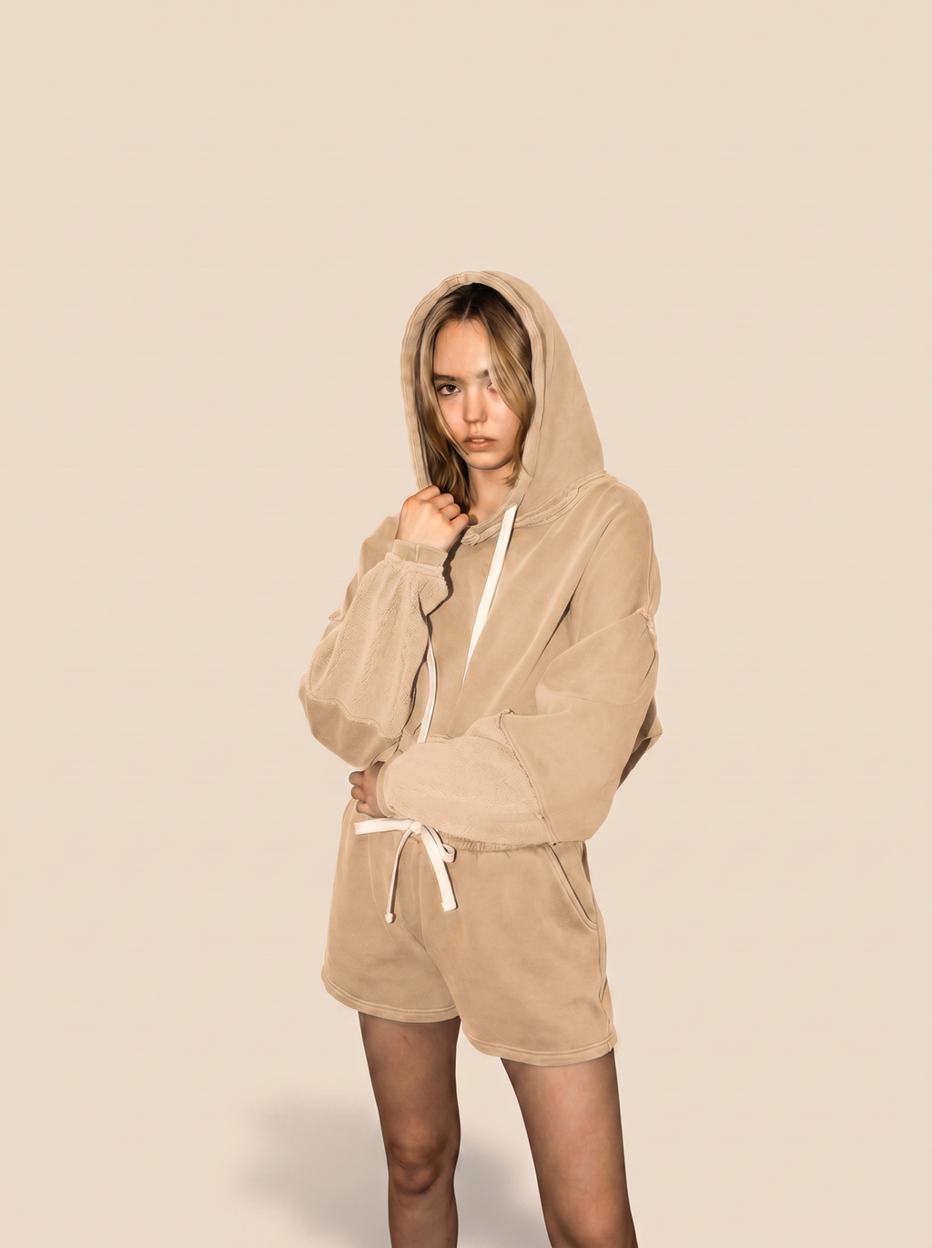 The Bonnie Cropped Hoodie - Bone
