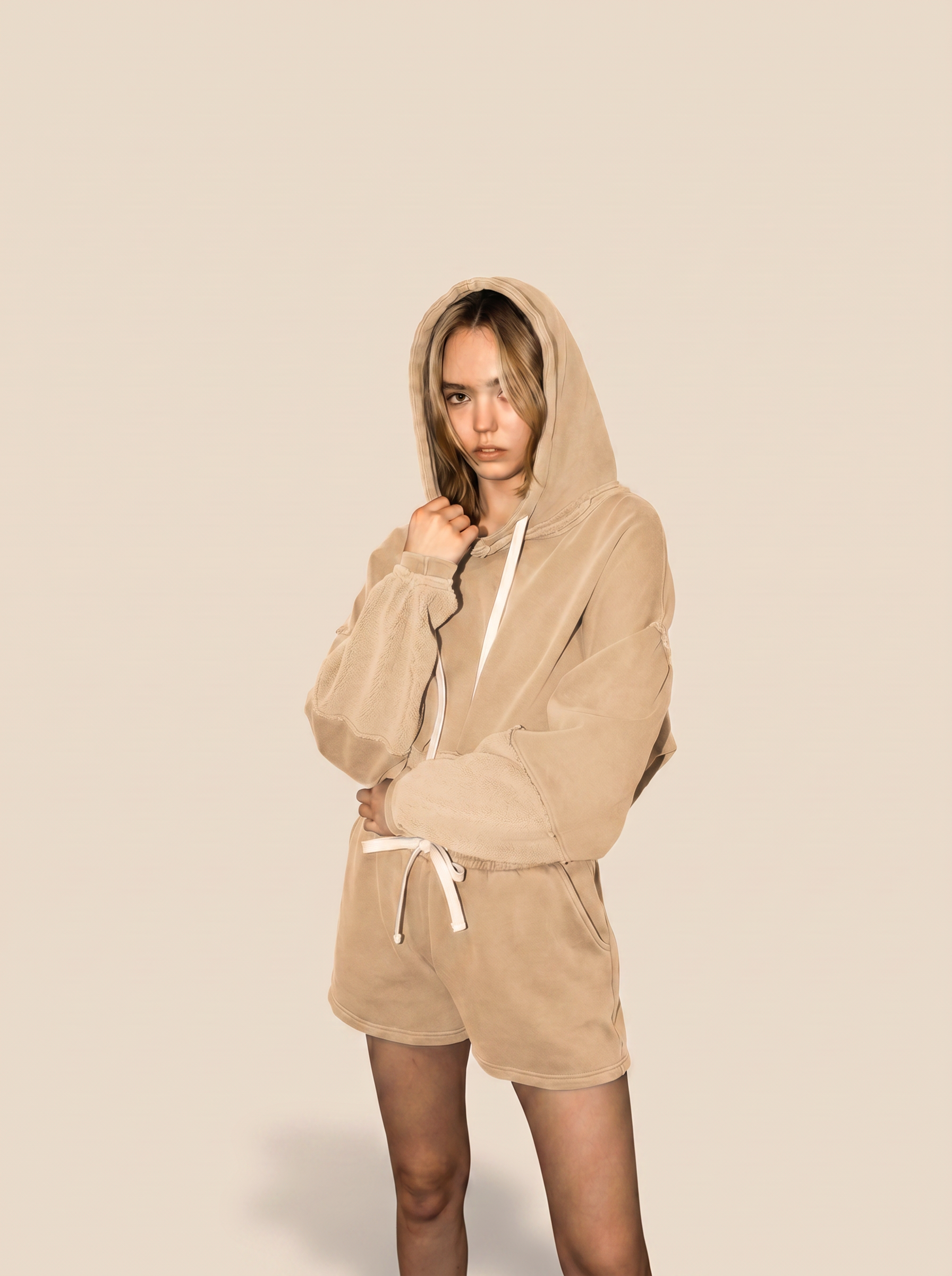 The Bonnie Cropped Hoodie - Bone